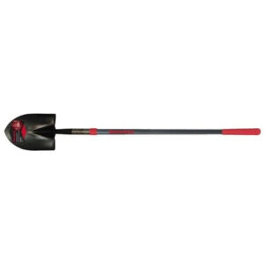 Ames Shovel, Long Handle Round Point, Fiberglass, 48 in Handle, Razorback