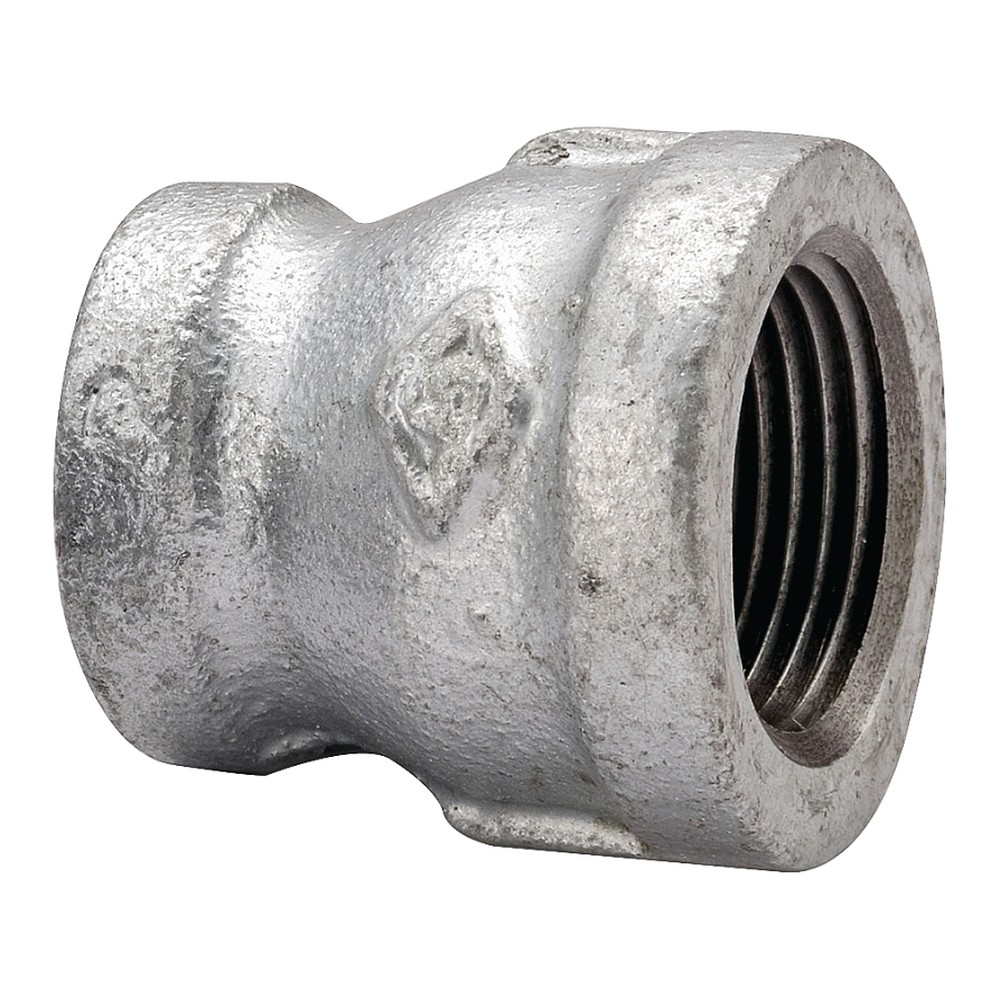Galvanized Reducing Pipe Coupling, 3/4 in x 1/2 in, 15/Pack