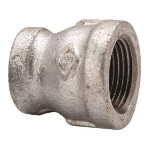 Galvanized Reducing Pipe Coupling, 1 in x 3/4 in, 10/Box