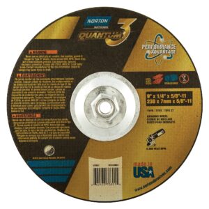 Grinding Wheel, 9 in x 1/4 in x 5/8-11, QUANTUM3