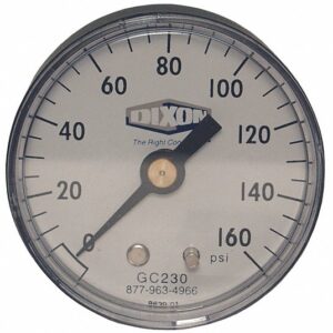 Pressure Gauge, 0-160 PSI, 2 in, Back Mount