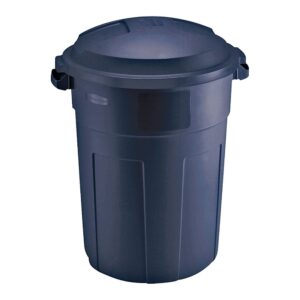 Can, Garbage, 32 gal, Steel Blu, With Lid