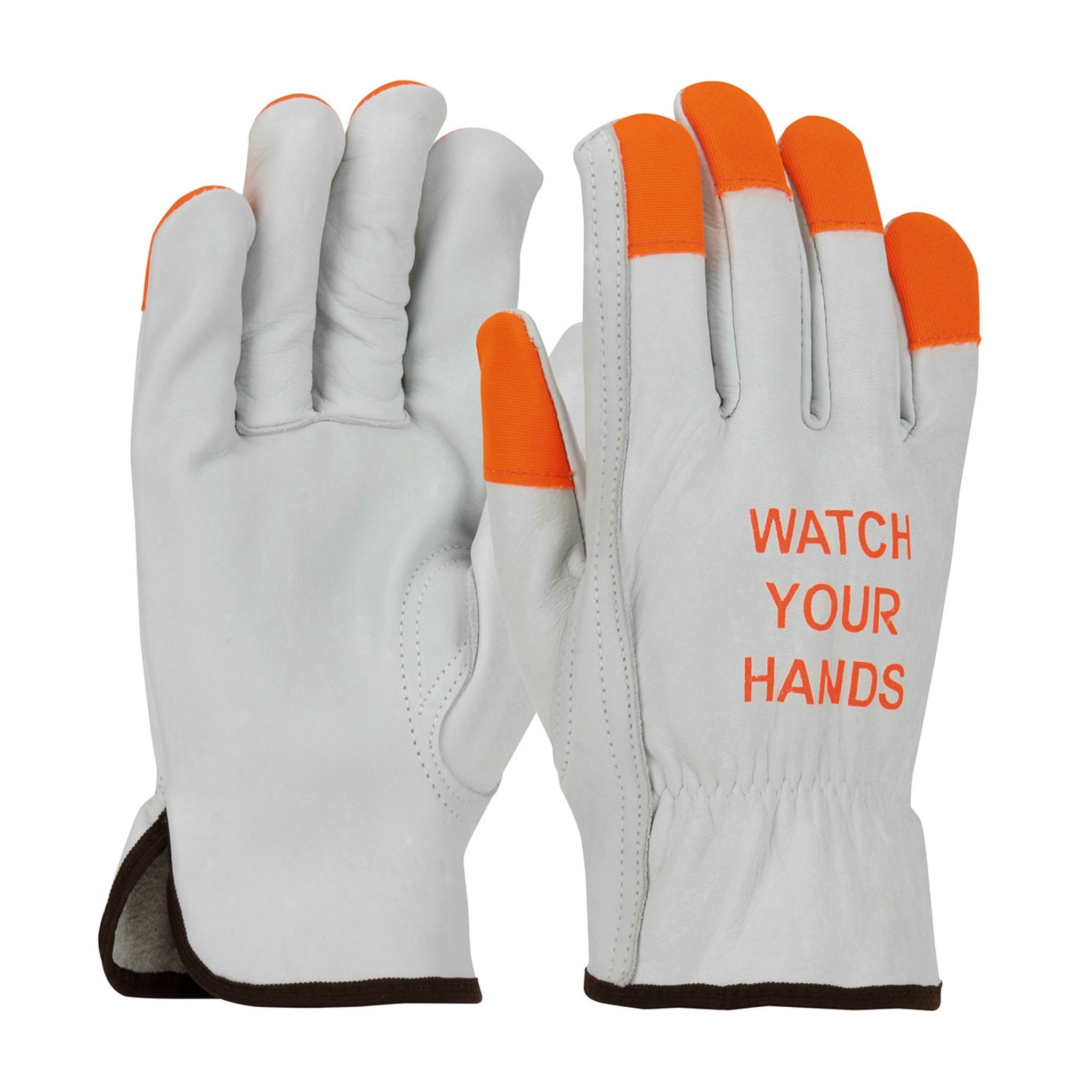 Wells Lamont Driver Gloves, Leather, Orange Tips, Large