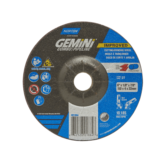 Grinding Wheel, 4-1/2" Dia, 1/8" Thick, 7/8" Arbor, Aluminum Oxide, Type 27