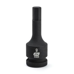 Impact Hex Bit Socket, 9 mm x 1/2 in Drive