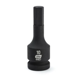 Impact Hex Bit Socket, 10 mm x 1/2 in Drive