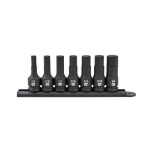 Impact Hex Bit Socket, 1/2 Drive, Set, 3/8-3/4 in
