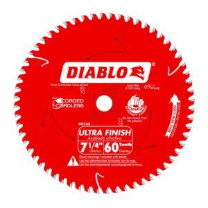 Diablo Circular Saw Blade, 7-1/4 in x 60T, Ultra Fine