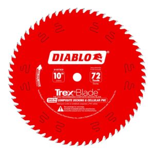 Diablo Circular Saw Blade, 10 in x 72T, Composite Deck