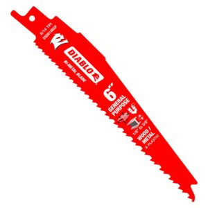 Diablo Reciprocating Saw Blade, Wood, 6 in, 8/14 TPI, 5-Pack