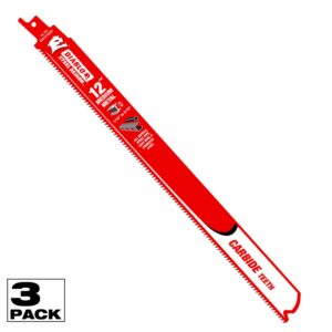 Diablo Reciprocating Saw Blade, Carbide, Metal, 12 in, 3-Pack