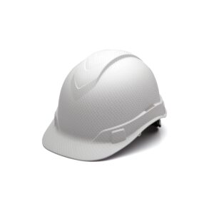 Pyramex Hard Hat, Cap Style, White Graphite Pattern, Matte, Ratchet