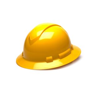 Pyramex Hard Hat, Full Brim, Yellow