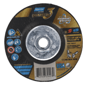 Grinding Wheel, 4-1/2" Dia, 1/4" Thick, 7/8" Arbor, Ceramic Alumina, Type 27