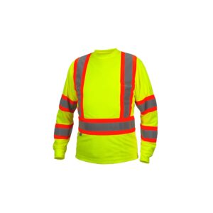 Pyramex Hi-Vis Long Sleeve Shirt, Lime, X-Back, XL