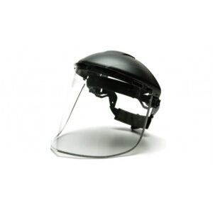 Pyramex Face Shield, Clear Polycarbonate, Aluminum Bound